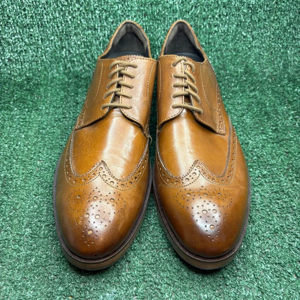 NEW Cole‎ Haan  Grand Wingtip Leather Brogue Classic Oxford British Tan Mens 11